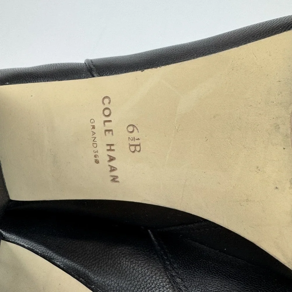Womens Cole Haan Chrystie Square Toe Black Leather 75mm Ankle Booties Size 6.5 B
